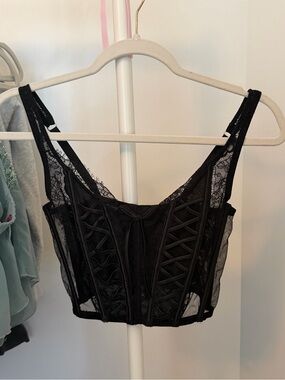 Victoria secret black corset tank lace